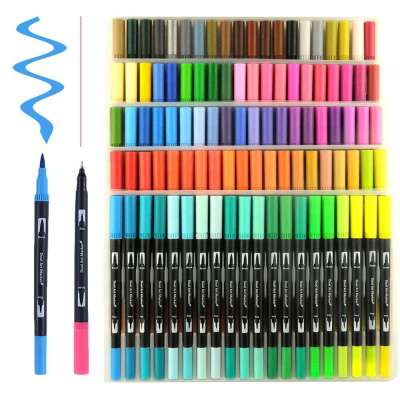 Dual tip water soluble watercolor brush marker pen  twin tips