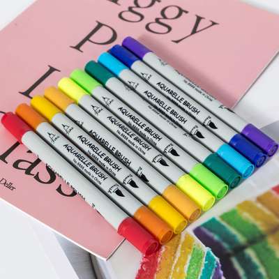 Safe Non-Odor Non-Toxic Dual tips water-based washable art liner & brush markers for kids